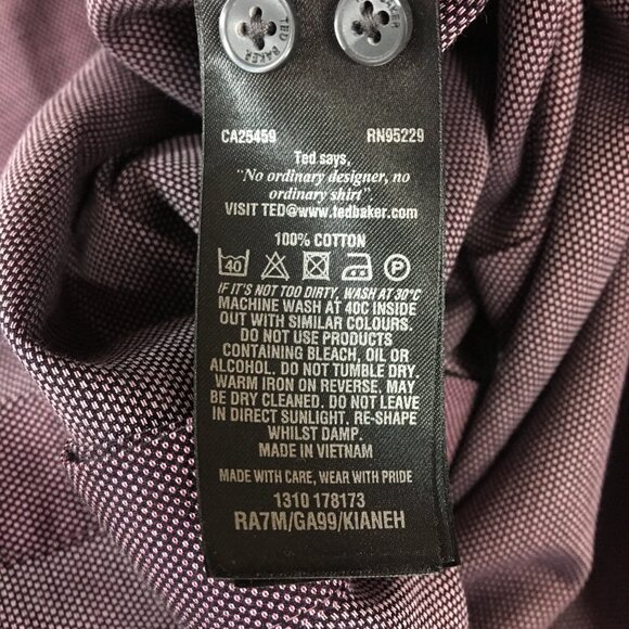 TED BAKER Dress Shirt Men's Size 16 34/35 Endurance Long Sleeve Button Slim Fit - Picture 4 of 8